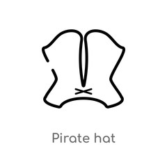 outline pirate hat vector icon. isolated black simple line element illustration from fashion concept. editable vector stroke pirate hat icon on white background