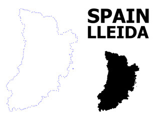 Vector Contour Dotted Map of Lleida Province with Name