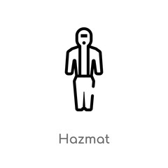 outline hazmat vector icon. isolated black simple line element illustration from fashion concept. editable vector stroke hazmat icon on white background