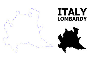 Vector Contour Dotted Map of Lombardy Region with Caption