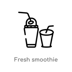 outline fresh smoothie vector icon. isolated black simple line element illustration from food concept. editable vector stroke fresh smoothie icon on white background