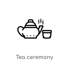 outline tea ceremony vector icon. isolated black simple line element illustration from food concept. editable vector stroke tea ceremony icon on white background
