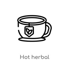 outline hot herbal vector icon. isolated black simple line element illustration from food concept. editable vector stroke hot herbal icon on white background