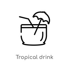 outline tropical drink vector icon. isolated black simple line element illustration from food concept. editable vector stroke tropical drink icon on white background