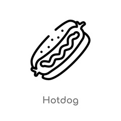 outline hotdog vector icon. isolated black simple line element illustration from food concept. editable vector stroke hotdog icon on white background