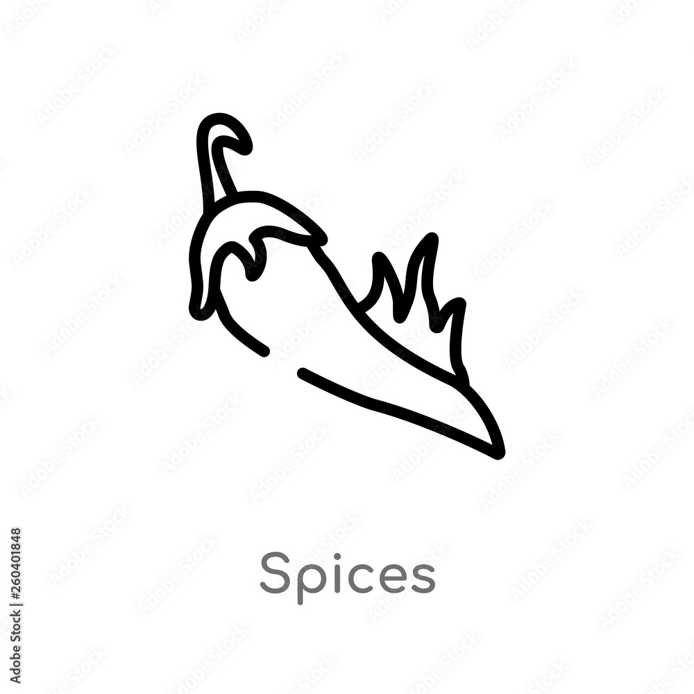 Poster outline spices vector icon. isolated black simple line element illustration from food concept. edita