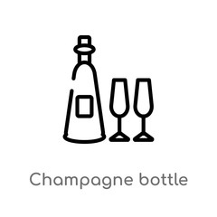 outline champagne bottle vector icon. isolated black simple line element illustration from food concept. editable vector stroke champagne bottle icon on white background