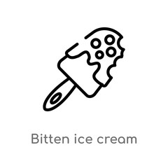 outline bitten ice cream vector icon. isolated black simple line element illustration from food concept. editable vector stroke bitten ice cream icon on white background