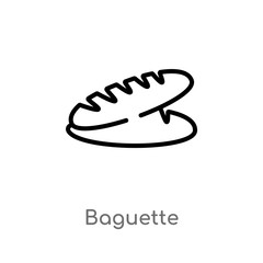 outline baguette vector icon. isolated black simple line element illustration from food concept. editable vector stroke baguette icon on white background