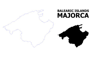 Vector Contour Dotted Map of Majorca with Name