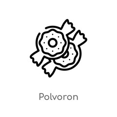 outline polvoron vector icon. isolated black simple line element illustration from food concept. editable vector stroke polvoron icon on white background