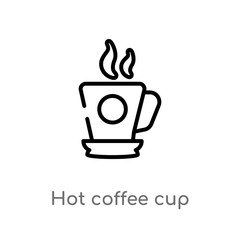 outline hot coffee cup vector icon. isolated black simple line element illustration from food concept. editable vector stroke hot coffee cup icon on white background