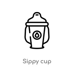 outline sippy cup vector icon. isolated black simple line element illustration from food concept. editable vector stroke sippy cup icon on white background