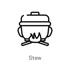 outline stew vector icon. isolated black simple line element illustration from food concept. editable vector stroke stew icon on white background