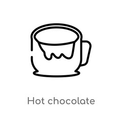outline hot chocolate vector icon. isolated black simple line element illustration from food concept. editable vector stroke hot chocolate icon on white background