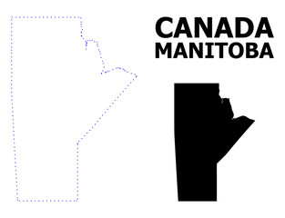 Vector Contour Dotted Map of Manitoba Province with Caption