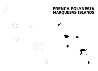 Vector Contour Dotted Map of Marquesas Islands with Name