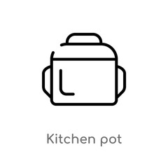 outline kitchen pot vector icon. isolated black simple line element illustration from food concept. editable vector stroke kitchen pot icon on white background