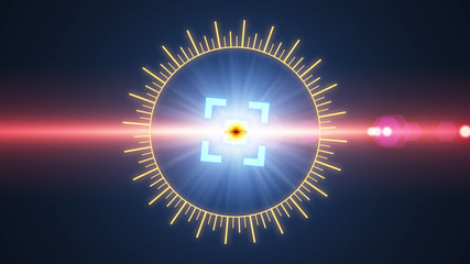 Futuristic HUD sight on an abstract background with highlights.