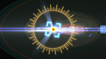 Futuristic HUD sight on an abstract background with highlights.