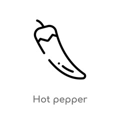 outline hot pepper vector icon. isolated black simple line element illustration from food concept. editable vector stroke hot pepper icon on white background