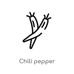 outline chili pepper vector icon. isolated black simple line element illustration from food concept. editable vector stroke chili pepper icon on white background