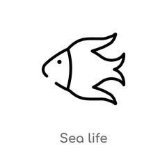 Obraz premium outline sea life vector icon. isolated black simple line element illustration from food concept. editable vector stroke sea life icon on white background