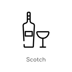 outline scotch vector icon. isolated black simple line element illustration from food concept. editable vector stroke scotch icon on white background