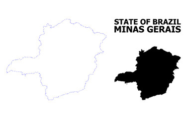 Vector Contour Dotted Map of Minas Gerais State with Name