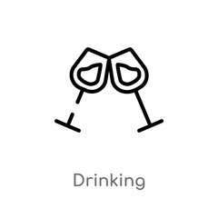 outline drinking vector icon. isolated black simple line element illustration from food concept. editable vector stroke drinking icon on white background
