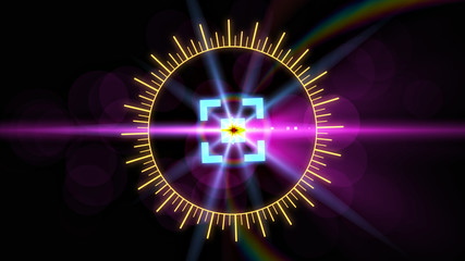 Futuristic HUD sight on an abstract background with highlights.