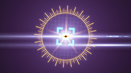 Futuristic HUD sight on an abstract background with highlights.