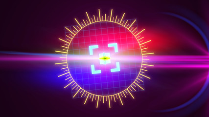 Futuristic HUD sight on an abstract background with highlights.