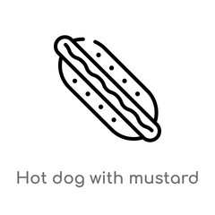 outline hot dog with mustard vector icon. isolated black simple line element illustration from food concept. editable vector stroke hot dog with mustard icon on white background