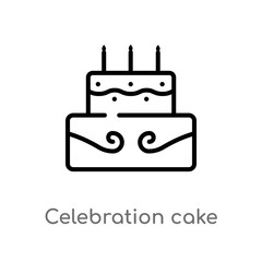 outline celebration cake vector icon. isolated black simple line element illustration from food concept. editable vector stroke celebration cake icon on white background