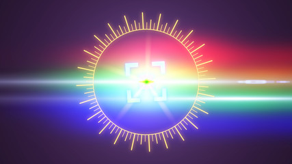 Futuristic HUD sight on an abstract background with highlights.