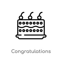 outline congratulations vector icon. isolated black simple line element illustration from food concept. editable vector stroke congratulations icon on white background