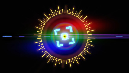 Futuristic HUD sight on an abstract background with highlights.