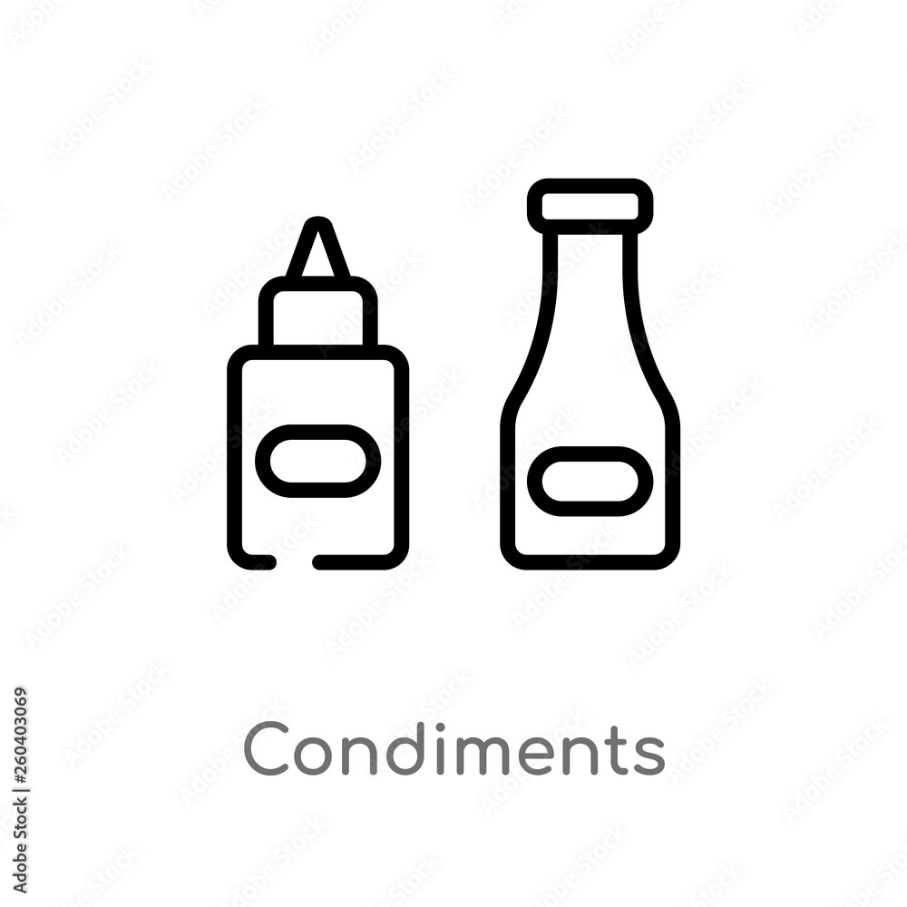Poster outline condiments vector icon. isolated black simple line element illustration from food concept. e