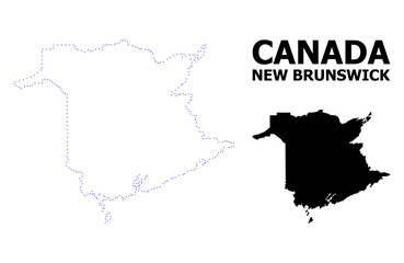 Vector Contour Dotted Map of New Brunswick Province with Caption