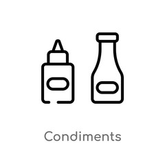outline condiments vector icon. isolated black simple line element illustration from food concept. editable vector stroke condiments icon on white background