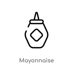 outline mayonnaise vector icon. isolated black simple line element illustration from food concept. editable vector stroke mayonnaise icon on white background
