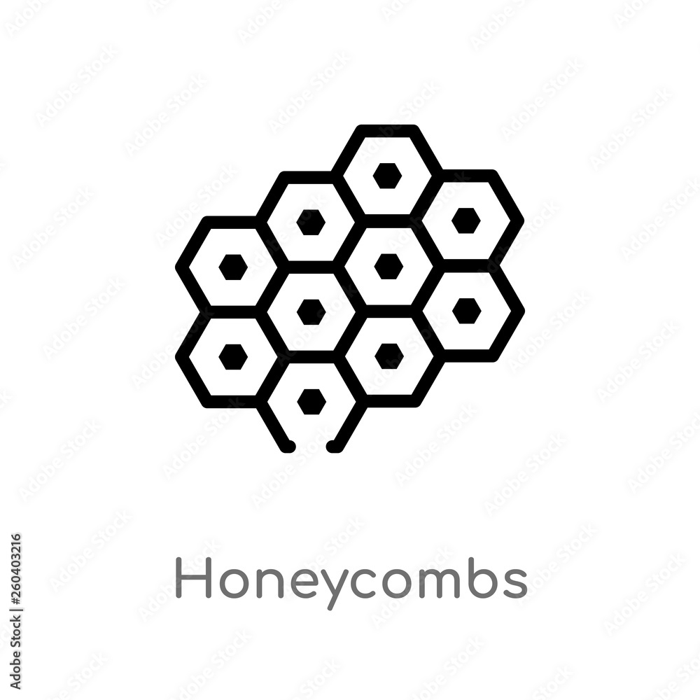 Poster outline honeycombs vector icon. isolated black simple line element illustration from food concept. e