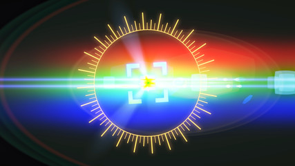 Futuristic HUD sight on an abstract background with highlights.