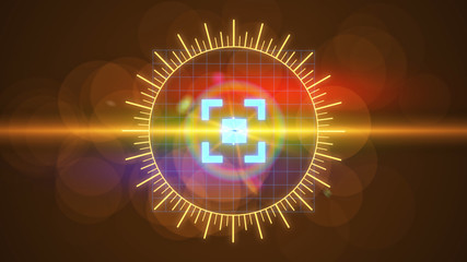 Futuristic HUD sight on an abstract background with highlights.