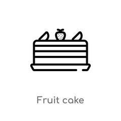 outline fruit cake vector icon. isolated black simple line element illustration from food concept. editable vector stroke fruit cake icon on white background