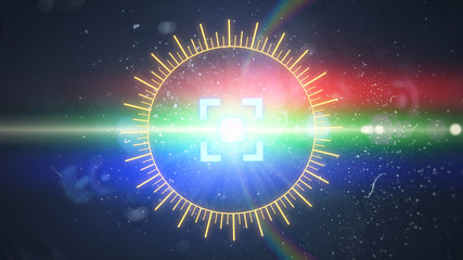 Futuristic HUD sight on an abstract background with highlights.