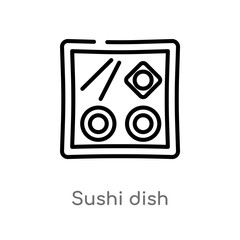 outline sushi dish vector icon. isolated black simple line element illustration from food concept. editable vector stroke sushi dish icon on white background