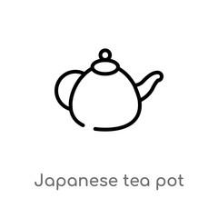 outline japanese tea pot vector icon. isolated black simple line element illustration from food concept. editable vector stroke japanese tea pot icon on white background