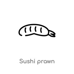 outline sushi prawn vector icon. isolated black simple line element illustration from food concept. editable vector stroke sushi prawn icon on white background